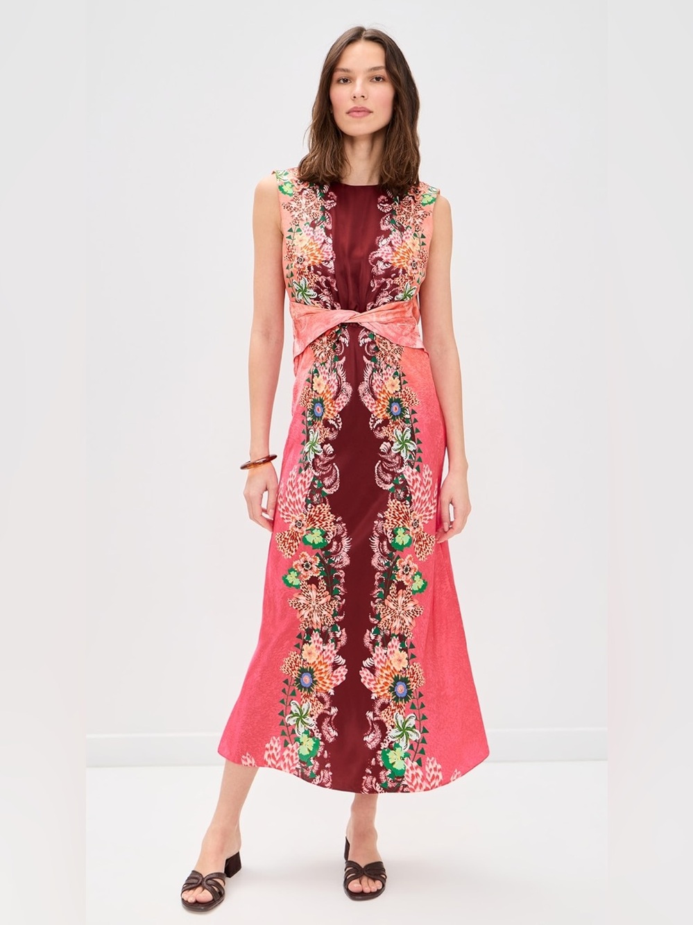 New Saloni Gewn Dress In Fiori Border Size M - Picture 7 of 9